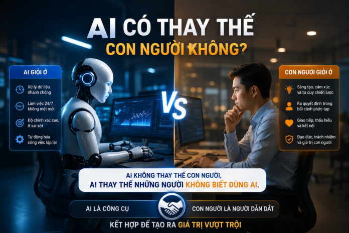 AI thay thế con người - minh hoạ tác động tới công việc