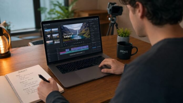Pictory AI biến văn bản thành video trên màn hình laptop