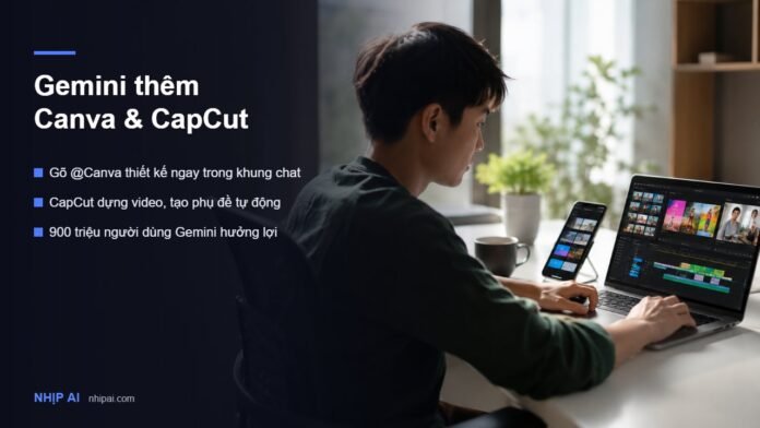 Ứng dụng Gemini tích hợp Canva và CapCut