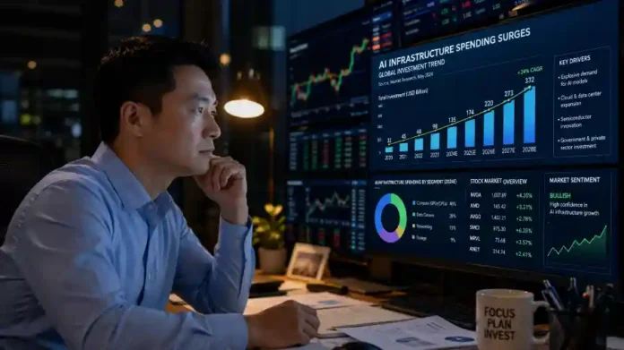 Chuyên gia phân tích theo dõi dòng vốn capex AI trên dàn màn hình dữ liệu