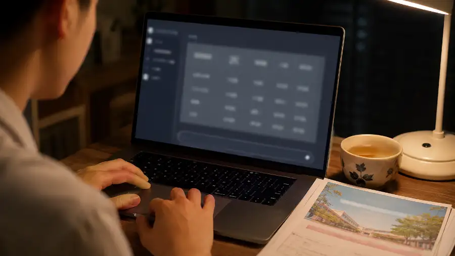 Màn hình laptop hiển thị bảng so sánh nguyện vọng khi dùng AI chọn ngành đại học
