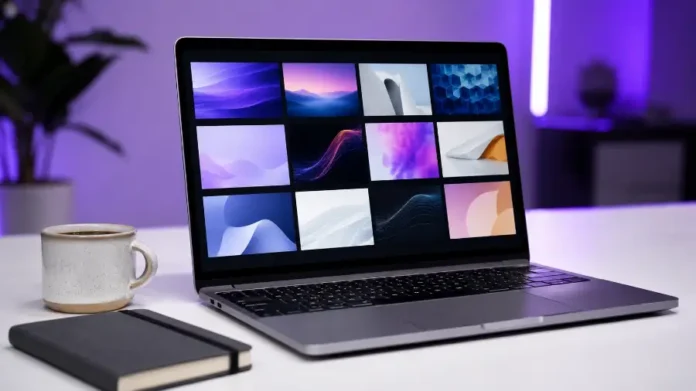 Màn hình laptop dùng Gamma AI tạo slide từ prompt trên bàn làm việc hiện đại