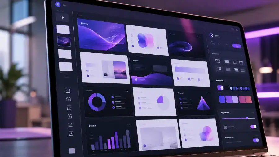 Cách dùng Gamma AI tạo slide từ prompt 2026 1 Cận cảnh giao diện Gamma AI tạo slide với lưới thumbnail bản trình bày