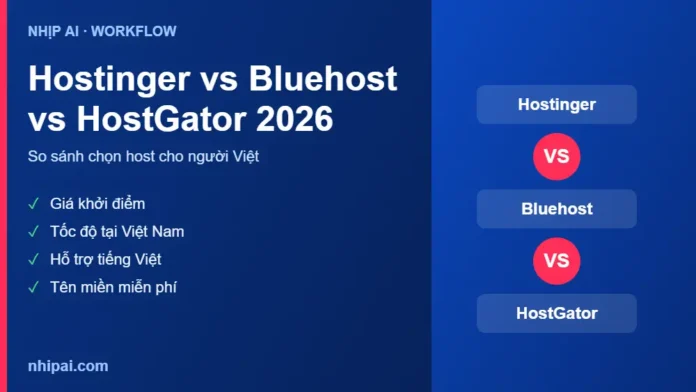 So sánh Hostinger Bluehost HostGator