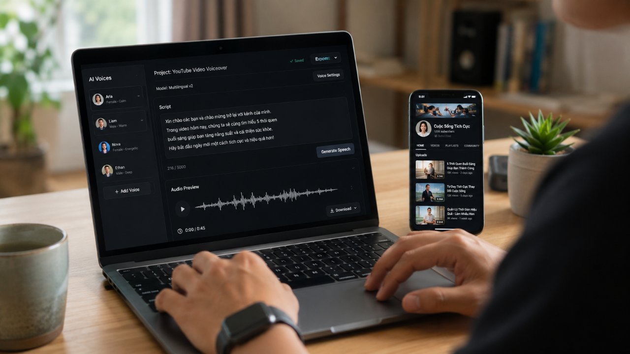 Công cụ AI lồng tiếng cho kênh YouTube ẩn danh