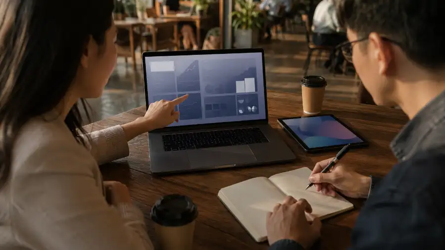 Kỹ năng AI — hai bạn trẻ Việt cùng thực hành dùng AI trên laptop