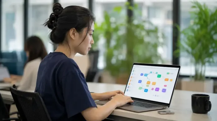 Nhân viên văn phòng Việt dùng Make AI để tự động hóa công việc trên laptop