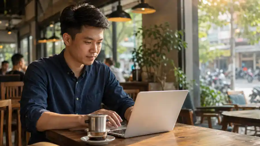 Nhịp AI tuần 26: người Việt dùng MacBook và ChatGPT tại quán cà phê phin Sài Gòn
