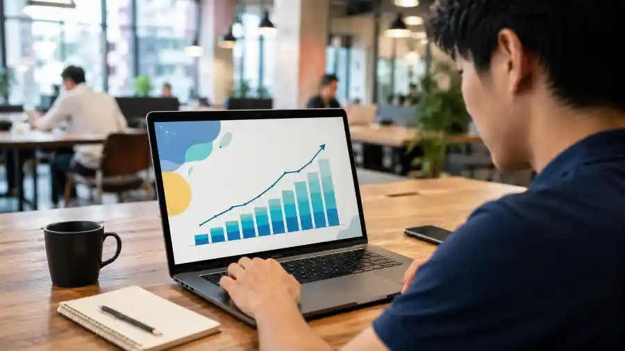 Cận cảnh slide pitch deck Gamma với biểu đồ tăng trưởng