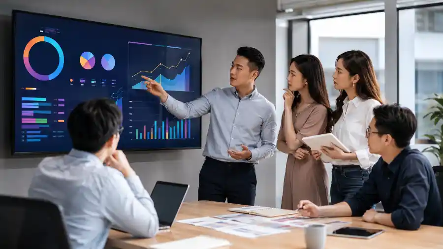 Nhịp AI tuần 24: nhóm nhân sự họp quanh dashboard tăng trưởng nhờ AI