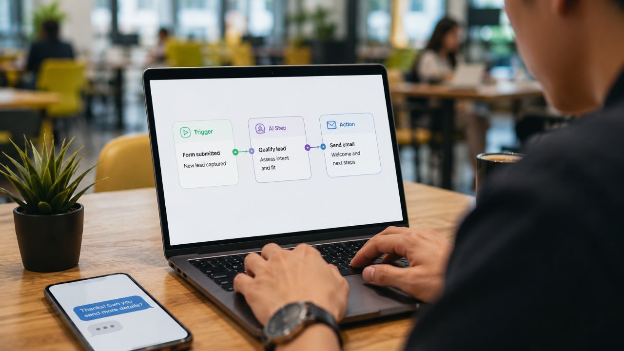 Zapier và AI: cách tự động hóa công việc 1 Luồng ba bước kết nối Zapier và AI: trigger, bước AI và action