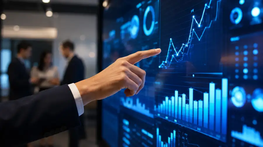 AI ngành dọc hút vốn, vượt mặt mô hình tổng quát 1 Biểu đồ tài chính tăng trưởng, minh hoạ AI ngành dọc hút vốn