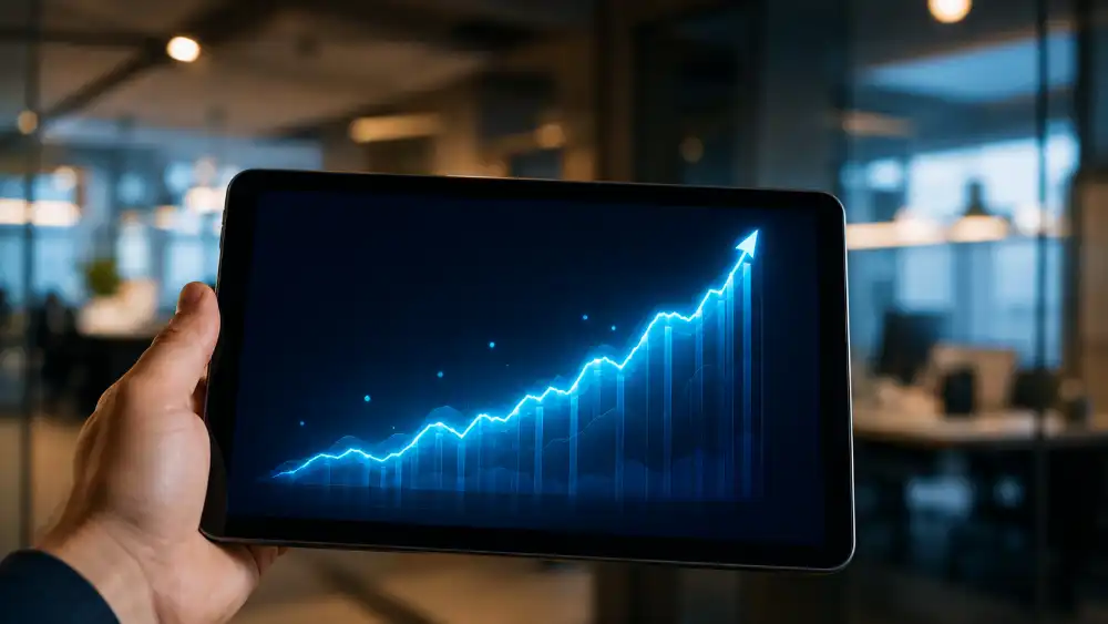 Gọi vốn AI đẩy vốn startup lên kỷ lục 510 tỷ USD 1 Biểu đồ gọi vốn AI tăng vọt trên màn hình nhà phân tích tài chính