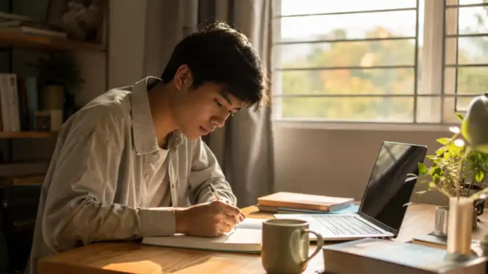 Học với AI — sinh viên Việt ghi chú bên laptop, tự tư duy khi học