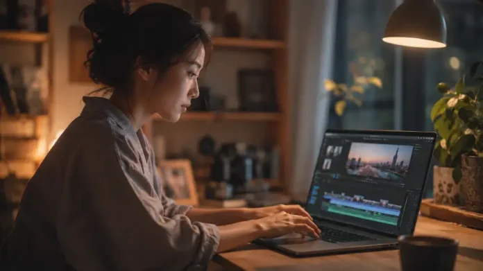 Prompt KlingAI tạo video cinematic — creator Việt soạn prompt trên laptop