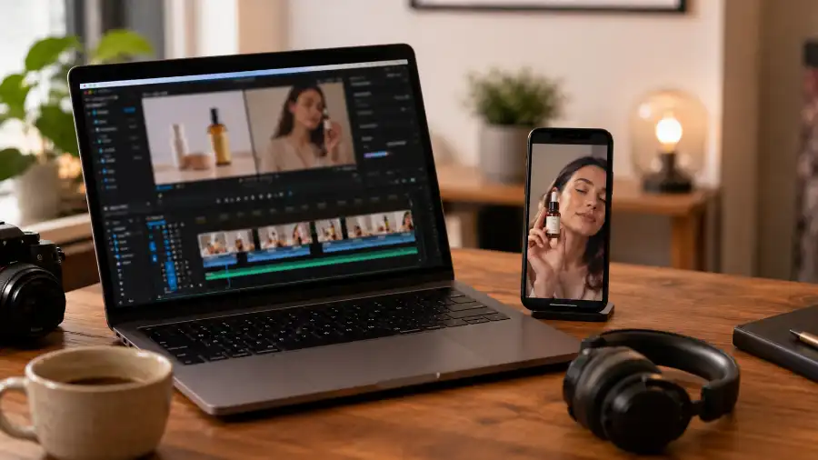 Kiếm tiền làm UGC bằng AI: nghề mới cho người Việt 1 Dựng video quảng cáo UGC bằng AI trên laptop