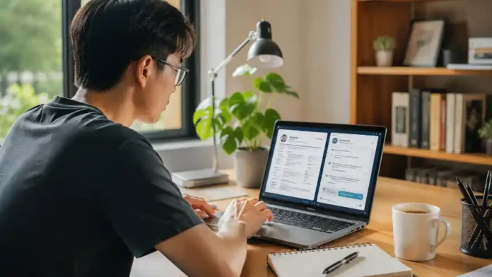 Người trẻ Việt viết CV bằng AI trên laptop, tối ưu hồ sơ xin việc