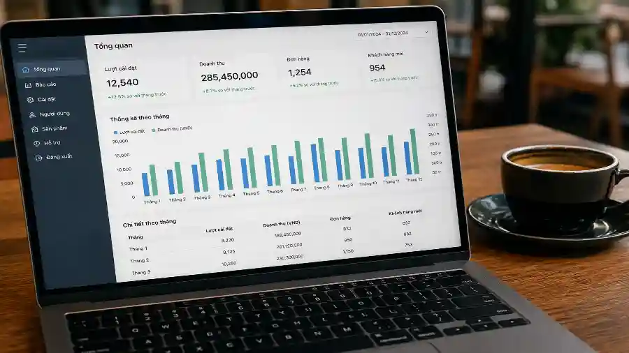 Bán AI agent: bốn cách kiếm tiền trên chợ agent 1 Bán AI agent — màn hình bảng điều khiển lượt cài đặt và doanh thu của một listing agent