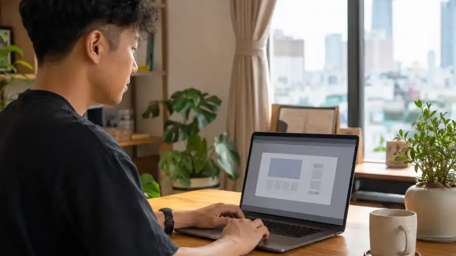 Tạo website bằng Gamma: xong trong 5 phút 1 tạo website bằng Gamma AI trên laptop tại văn phòng Việt Nam
