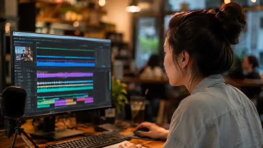 Chỉnh sửa track âm thanh dịch vụ lồng tiếng AI đa ngôn ngữ