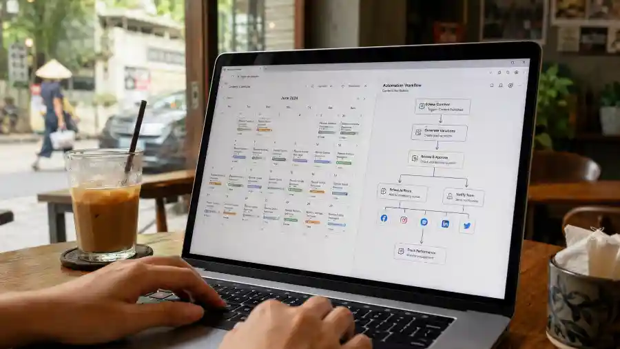 Make.com marketing 2026: tự động đăng bài mạng xã hội 1 Marketer Việt dựng kịch bản Make.com marketing tự động đăng bài mạng xã hội