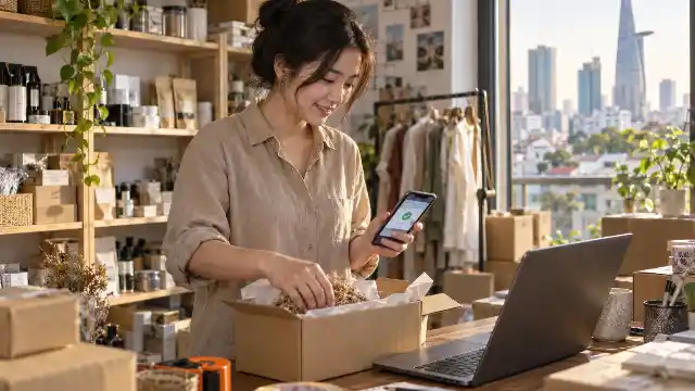 Chủ shop online Việt xử lý đơn hàng, minh hoạ phần thanh toán AI agent trong Nhịp AI tuần 37