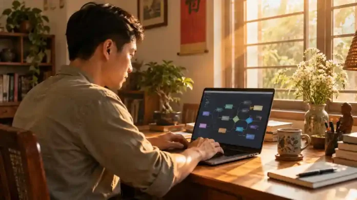 Workflow AI là gì minh hoạ người Việt dựng quy trình tự động trên laptop